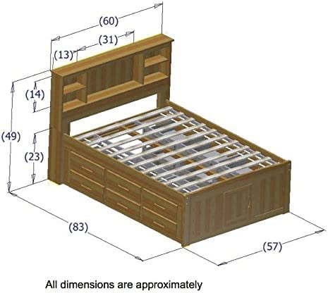 Discovery World Furniture Kids Bookcase Headboard Full Size Captain Bed With 6 Drawers in Charcoal