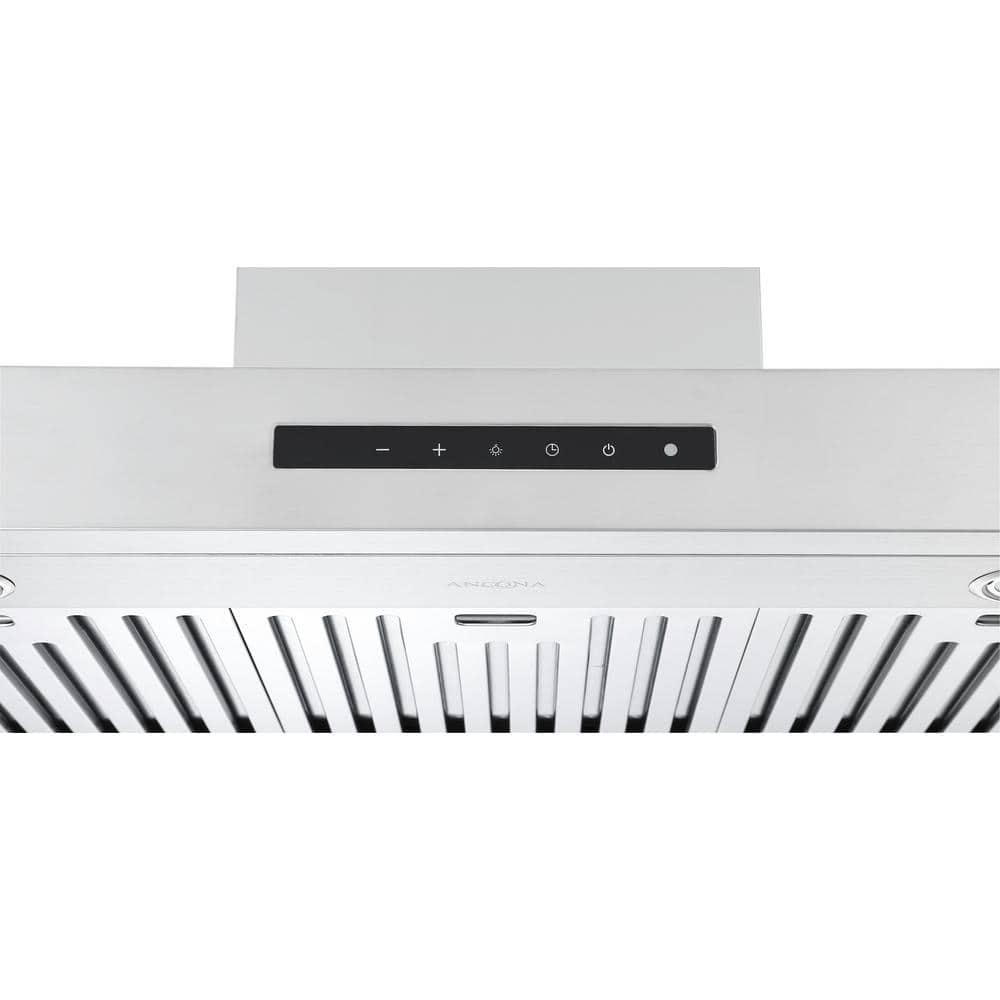 Ancona Moderna 36 in Convertible Wall Mounted Range Hood in Stainless Steel with Night Light Feature