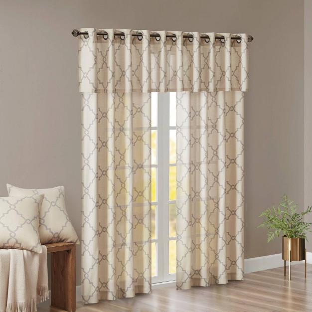 Sereno Fretwork Print Grommet Top Window Curtain Panel