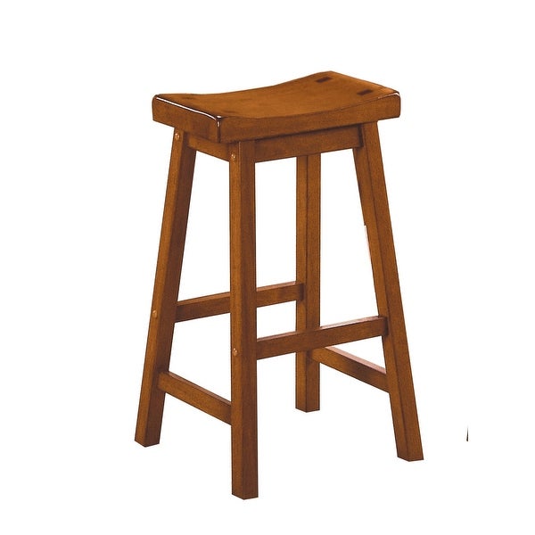 Casual Dining 29-inch Bar Height Stools 2pc Set Saddle Seat Solid Wood