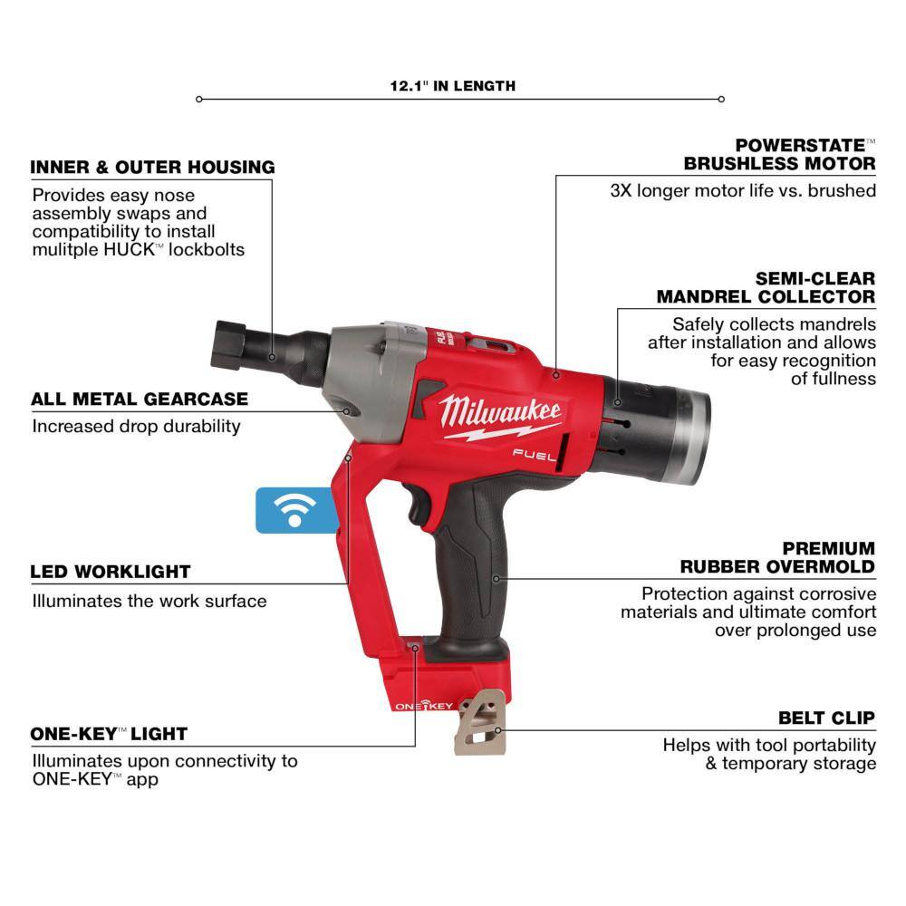 MW M18 FUEL ONE-KEY 18V Lithium-Ion Brushless Cordless 14 in. Lockbolt Tool w5.0 ah Battery 2661-20-48-11-1850