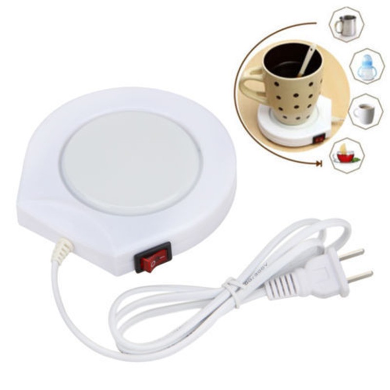 LIKEM 220v Portable White Electric Powered Cup Warmer Pad Coffee Tea Milk Mug Heater