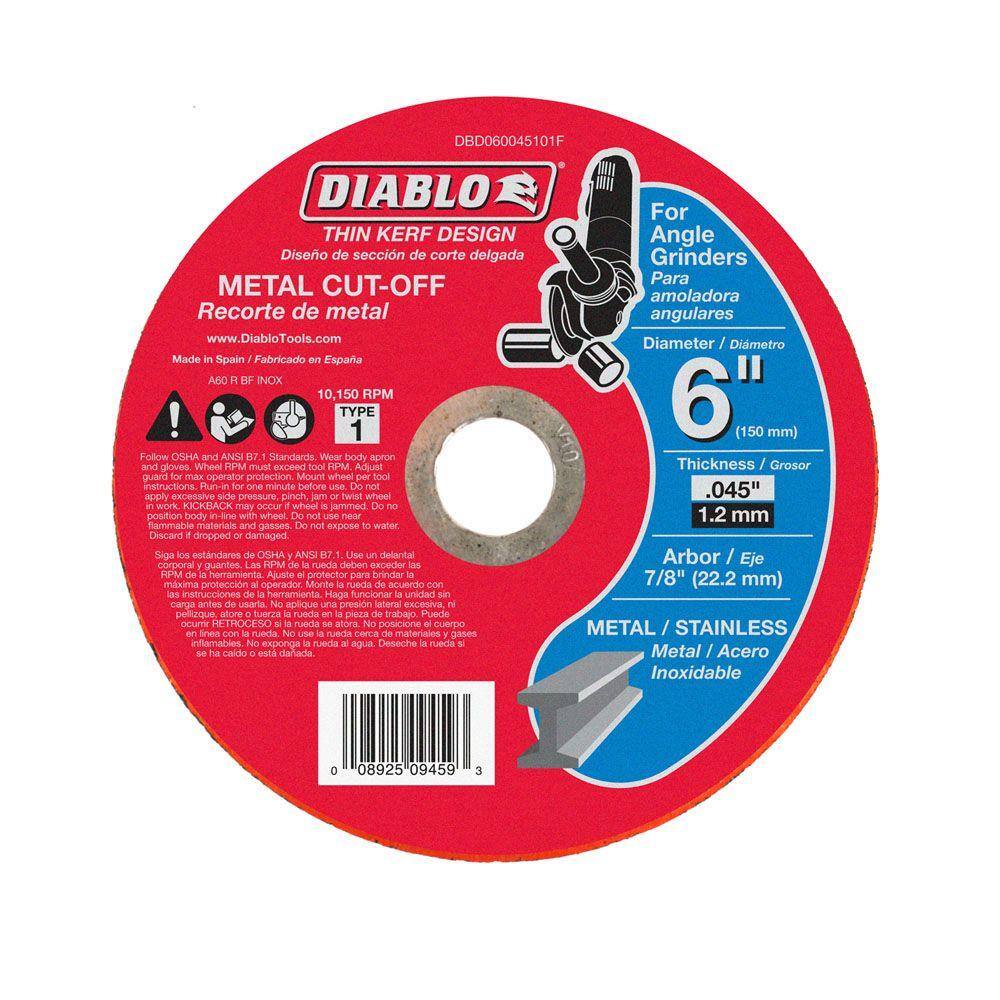 DIABLO 6 in. x 0.045 in. x 78 in. Thin Kerf Metal Cut-Off Disc DBD060045101F