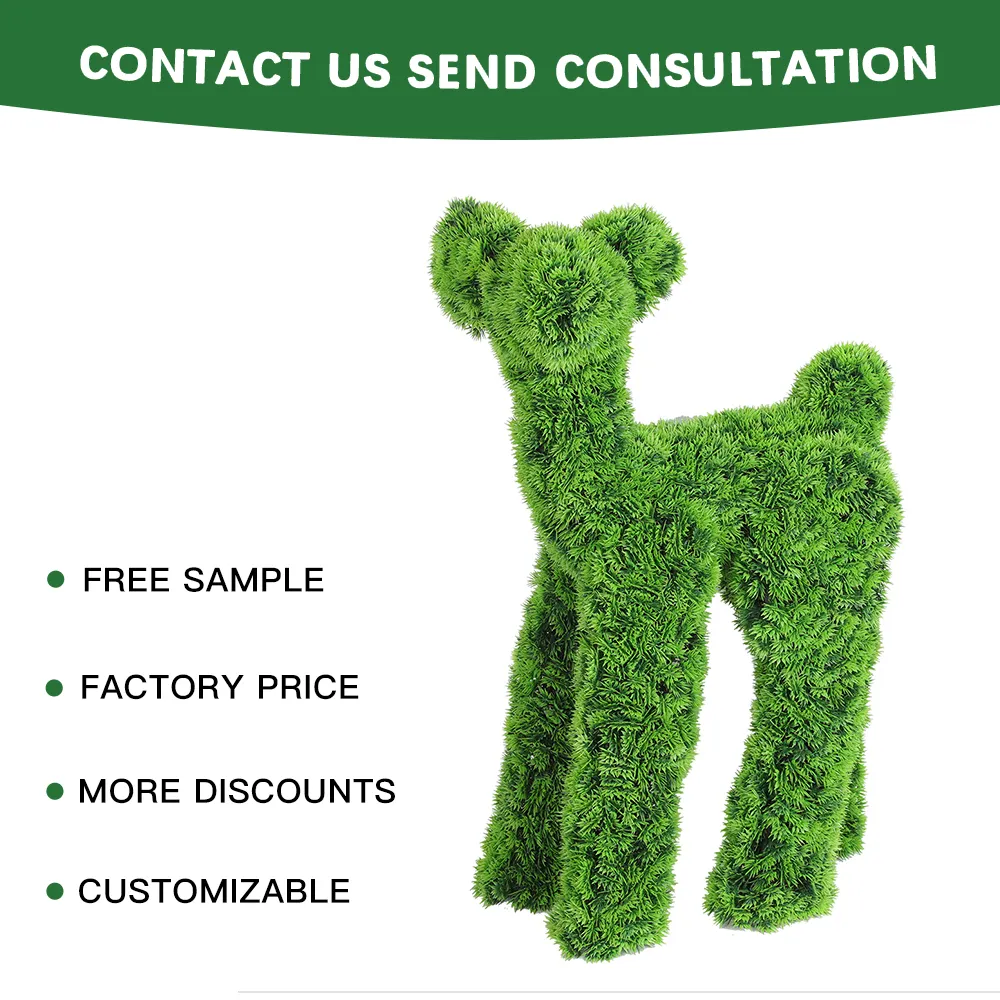 DW1 3 Garden Supplies Ornament Artificial Topiary Shaped Plant Dog Grass Boxwood Animals for Holiday Decorative