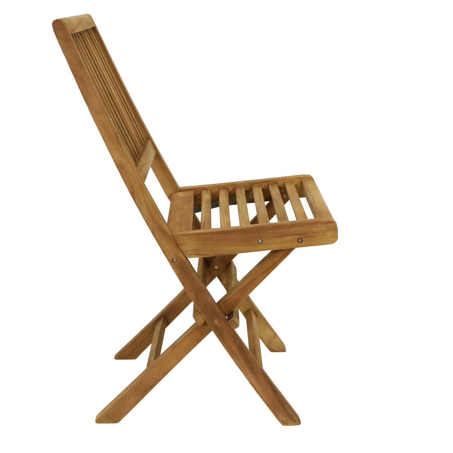 Ultimate Patio Nantasket Teak Outdoor Folding Patio Chair W/ Slat Back