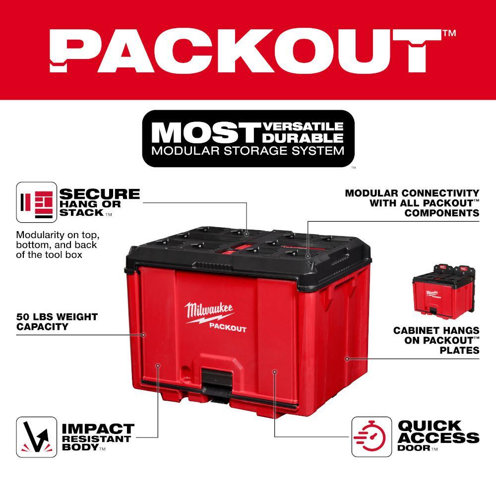 Milwaukee 48-22-8445 Packout 19.5 in. W x 14.7 in. H x 14.5 in. D Cabinet in Red (1-Piece)