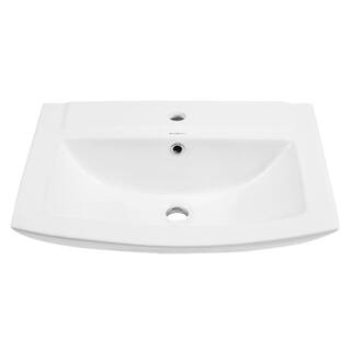 Swiss Madison Sublime Pedestal Bathroom Ceramic Vessel Sink Round Single Faucet Hole in White SM-PS306