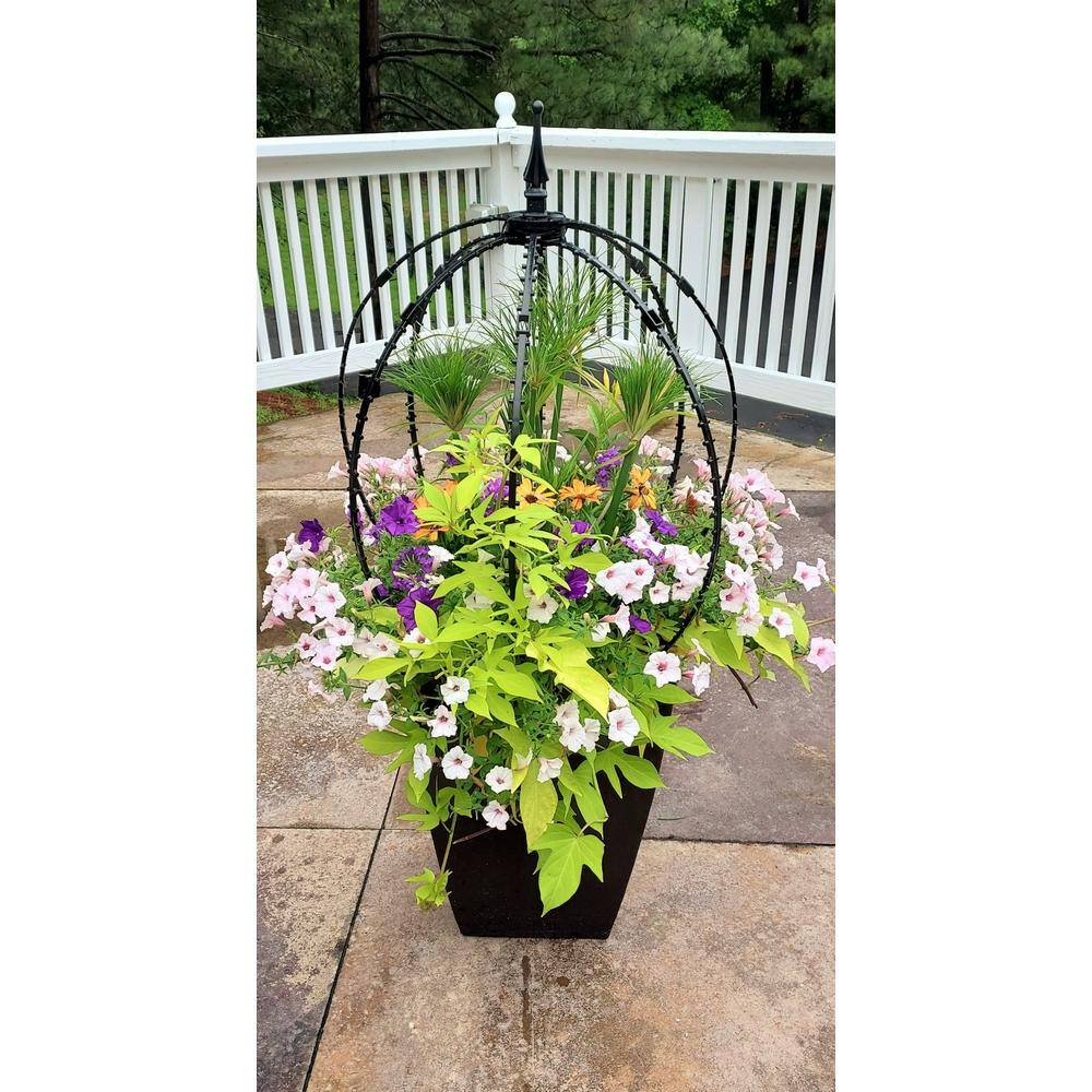 SCROLL TRELLIS 22.5 in. 8-Sided Black Polypropylene Orb Planter Pot Obelisk Trellis (2-Sets) ST-310