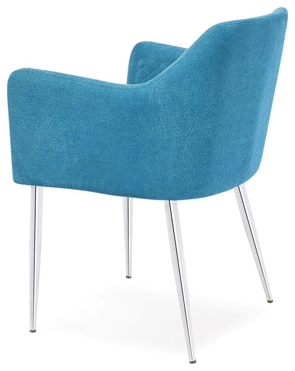 Isala Dining Chair  Blue Soft Fabric Seat With Chrome Legs   Midcentury   Dining Chairs   by Peachtree Fine Furniture  Houzz