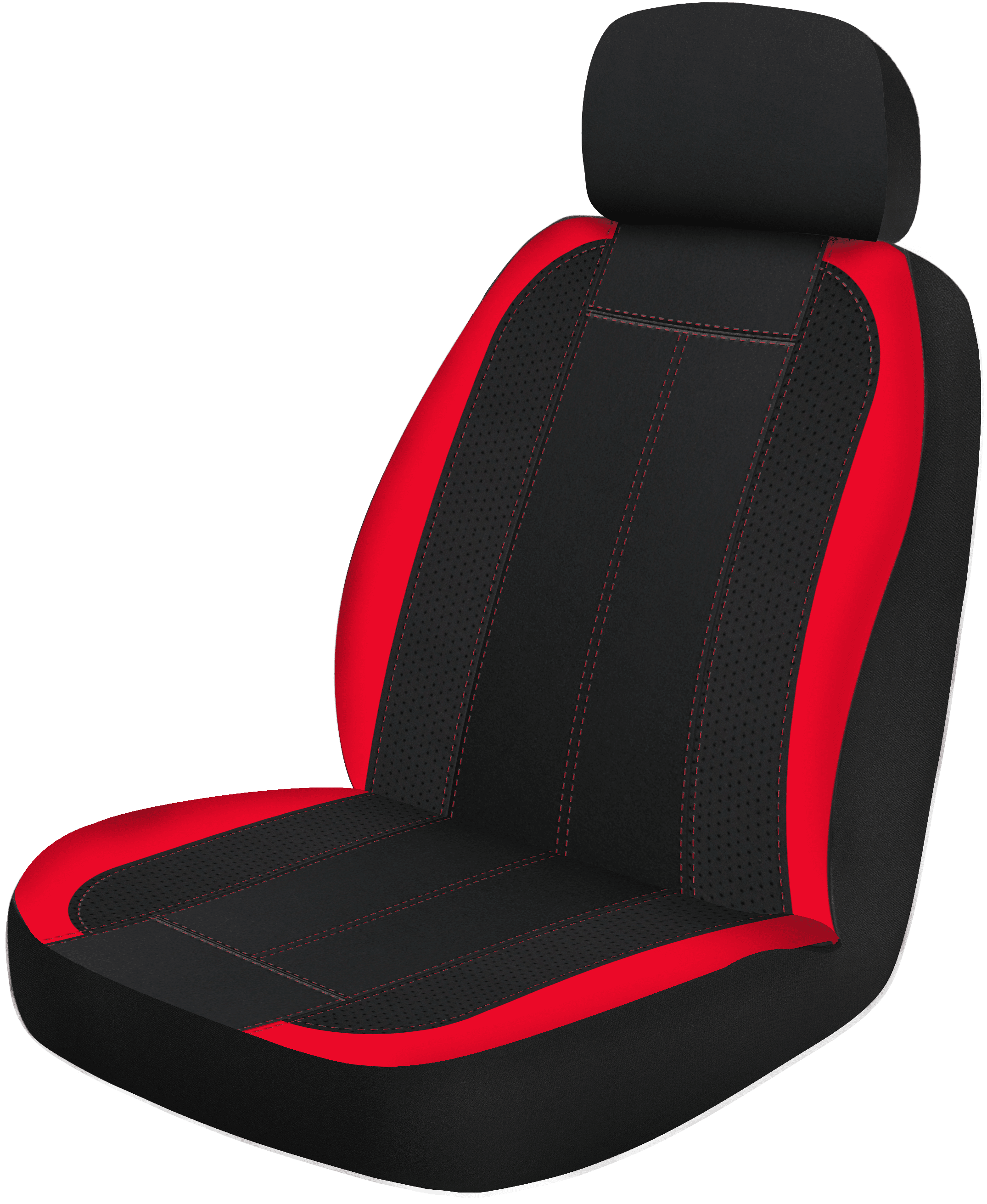 Auto Drive 2 Piece Car Seat Covers and Headrest Covers， Black Red Universal Fit