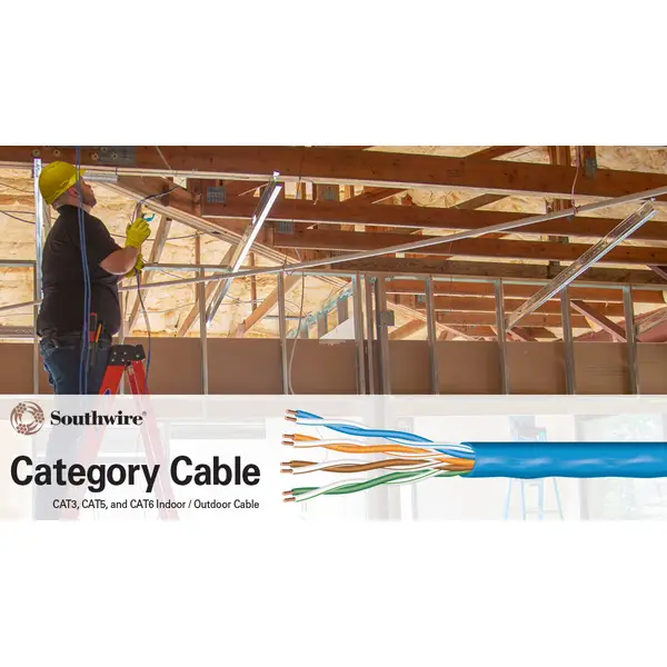 Southwire 100 ft. Blue 23/4 Solid CU CAT6 CMR (Riser) Data Cable