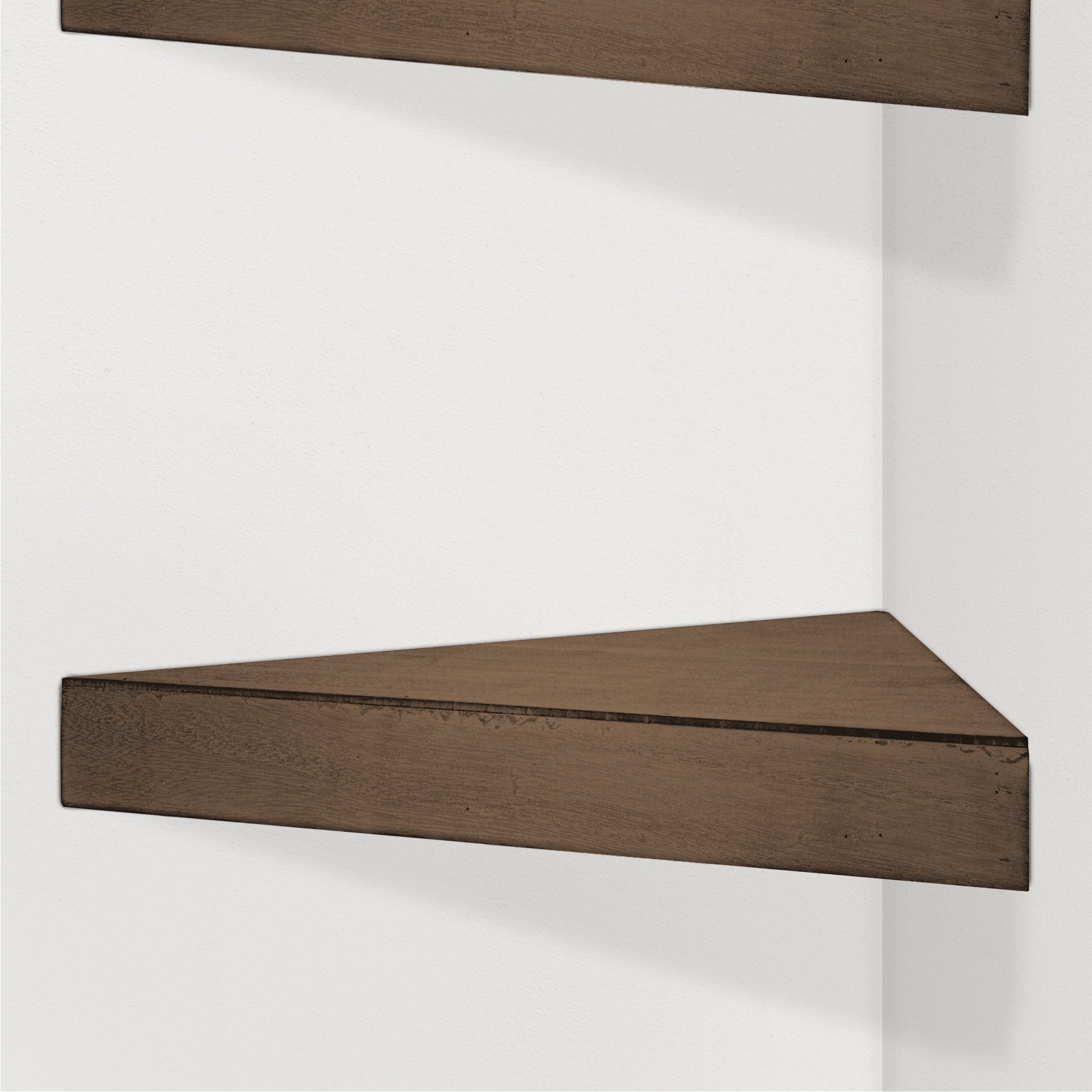 Rustic Wood Floating Corner Shelves (Set of 2) – Walnut Brown