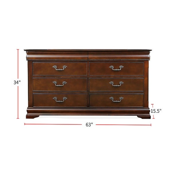 Wooden 8 Drawers Dresser in Cherry Finish - - 34443270