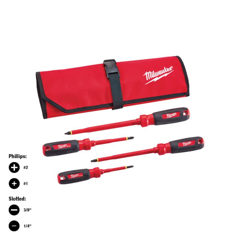 MW 1000-Volt Insulated Screwdriver Set and Pouch (4-Piece) 48-22-2204