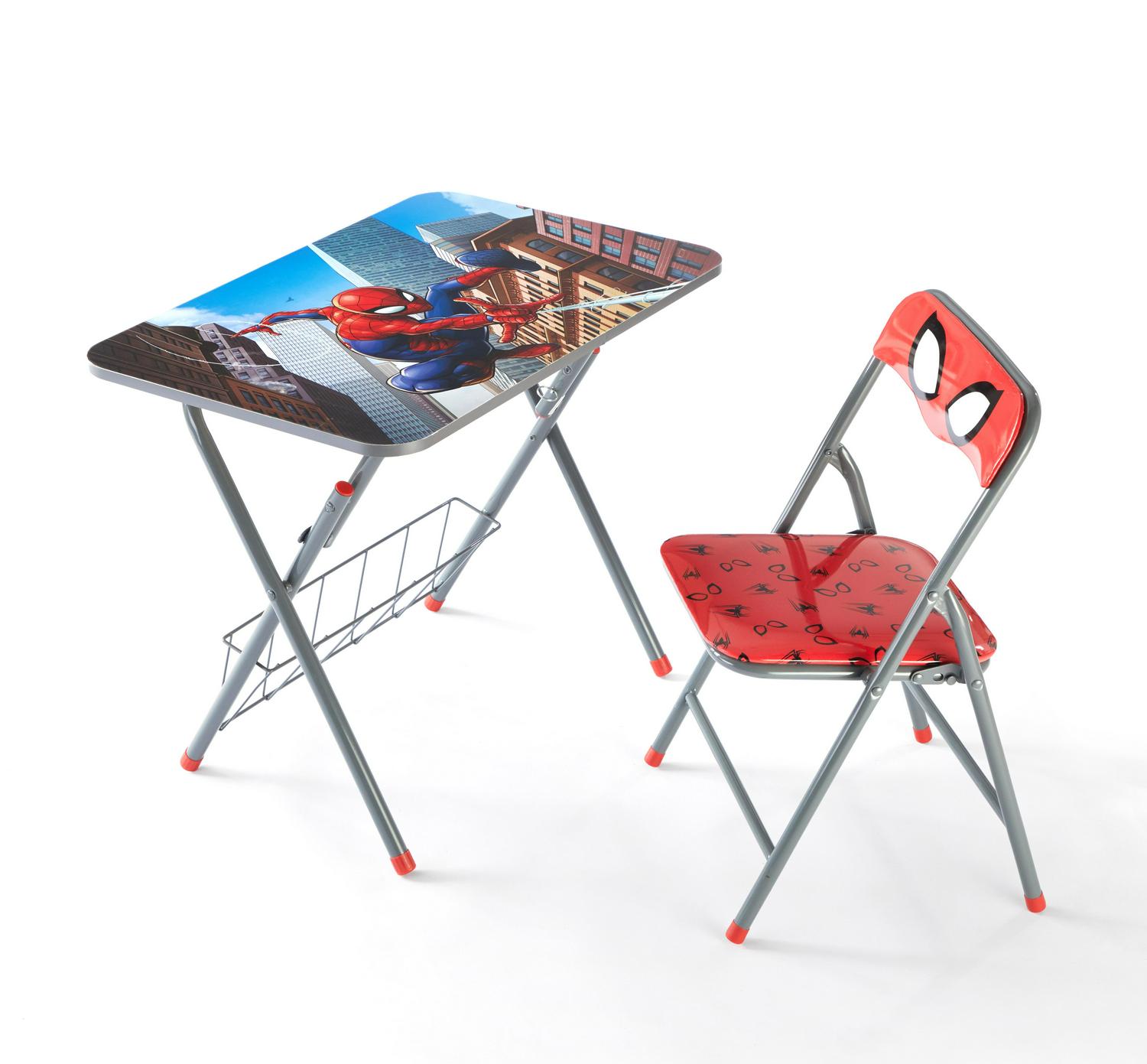 Marvels Spiderman Metal Folding Activity Desk And Chair Set， Red， 25 x 20 x 15.25