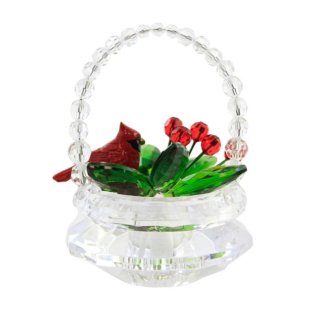 Crystal Expressions Cardinal Basket One Basket 3 0 Inches Christmas Red Bird Holly Acryx208 Acrylic Multicolored