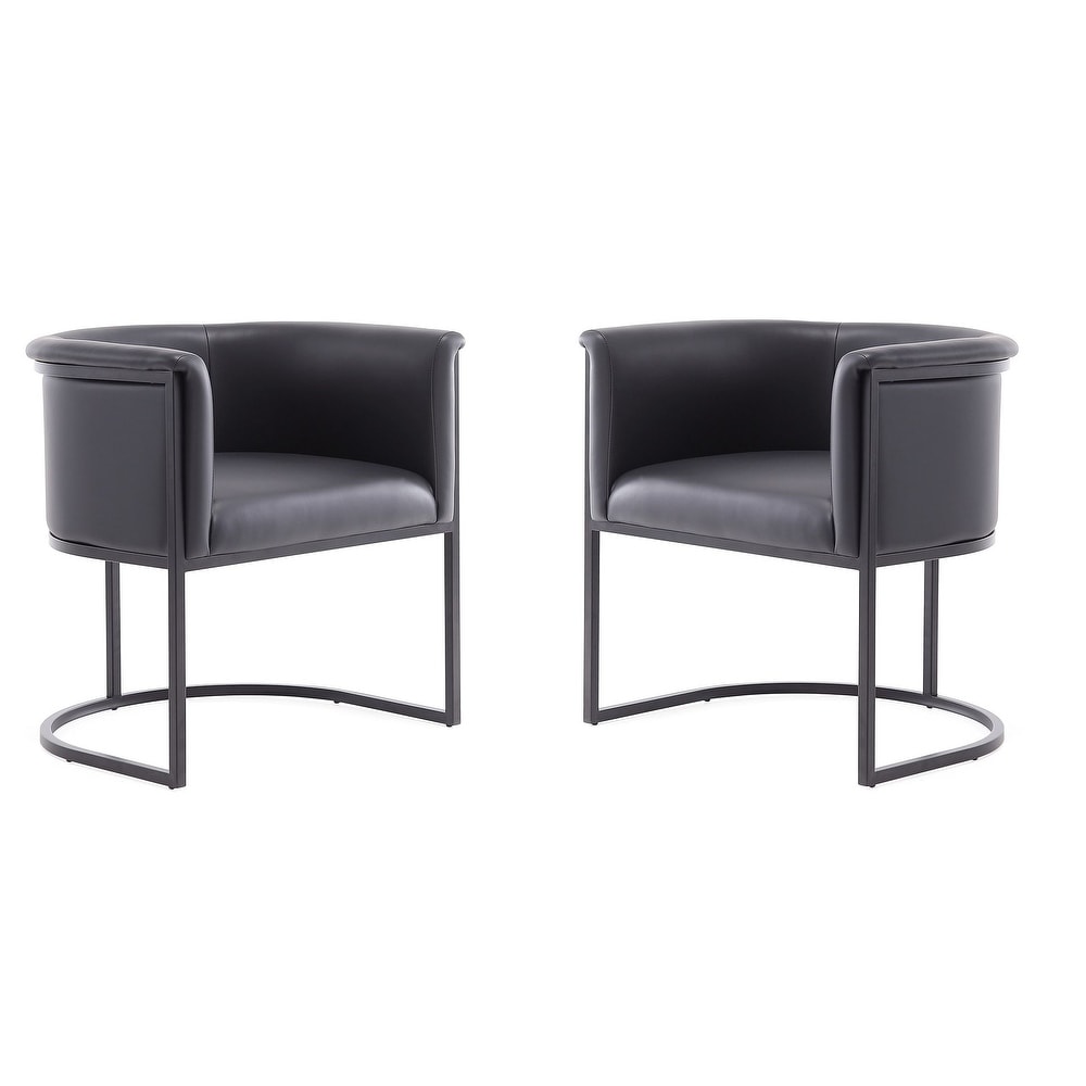 Bali Saddle and Black Faux Leather Dining Chair (Set of 2)