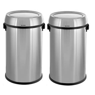 Alpine Industries 17 Gal. Stainless Steel Commercial Trash Can with Swing Lid (2-Pack) 470-65L-1-2PK