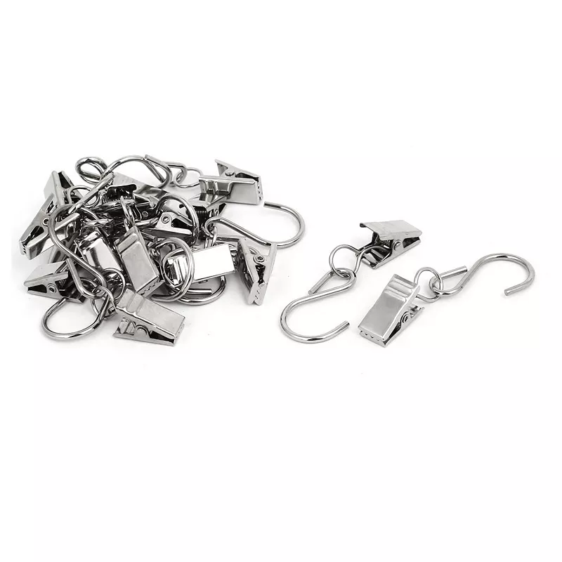 0.5 Width 2.4 Length S Shaped Hanging Hook Drapes Curtain Clips Clamps 16 Sets