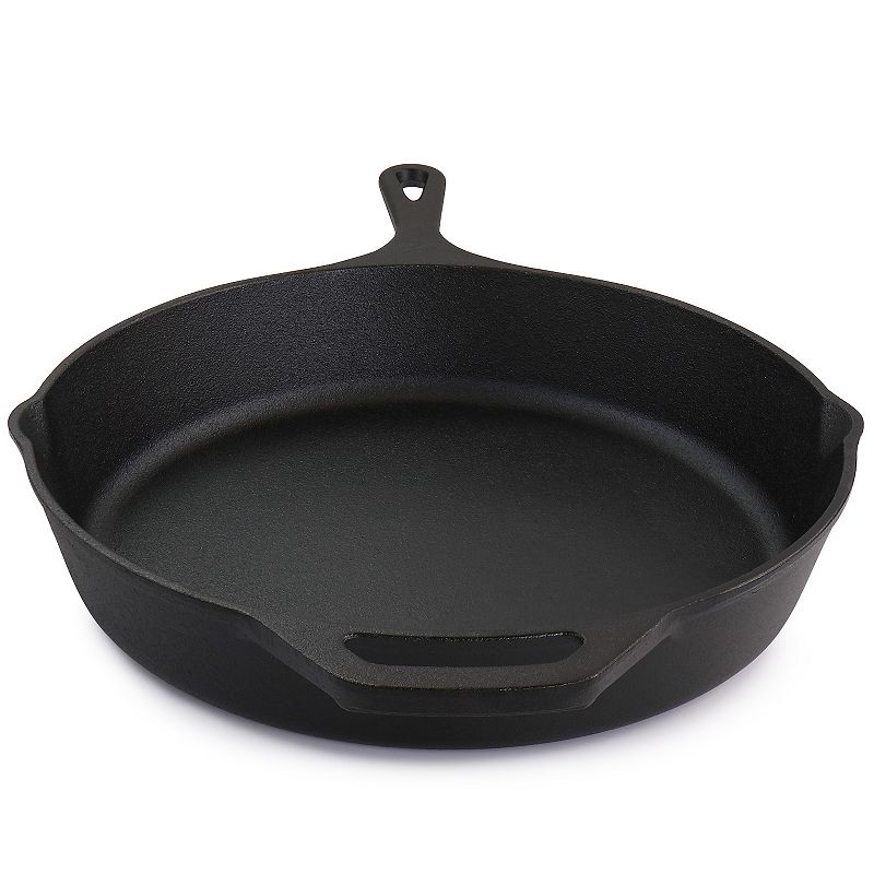 MegaChef Pro 12 Inch Round Preseasoned Cast Iron Frying Pan in Black