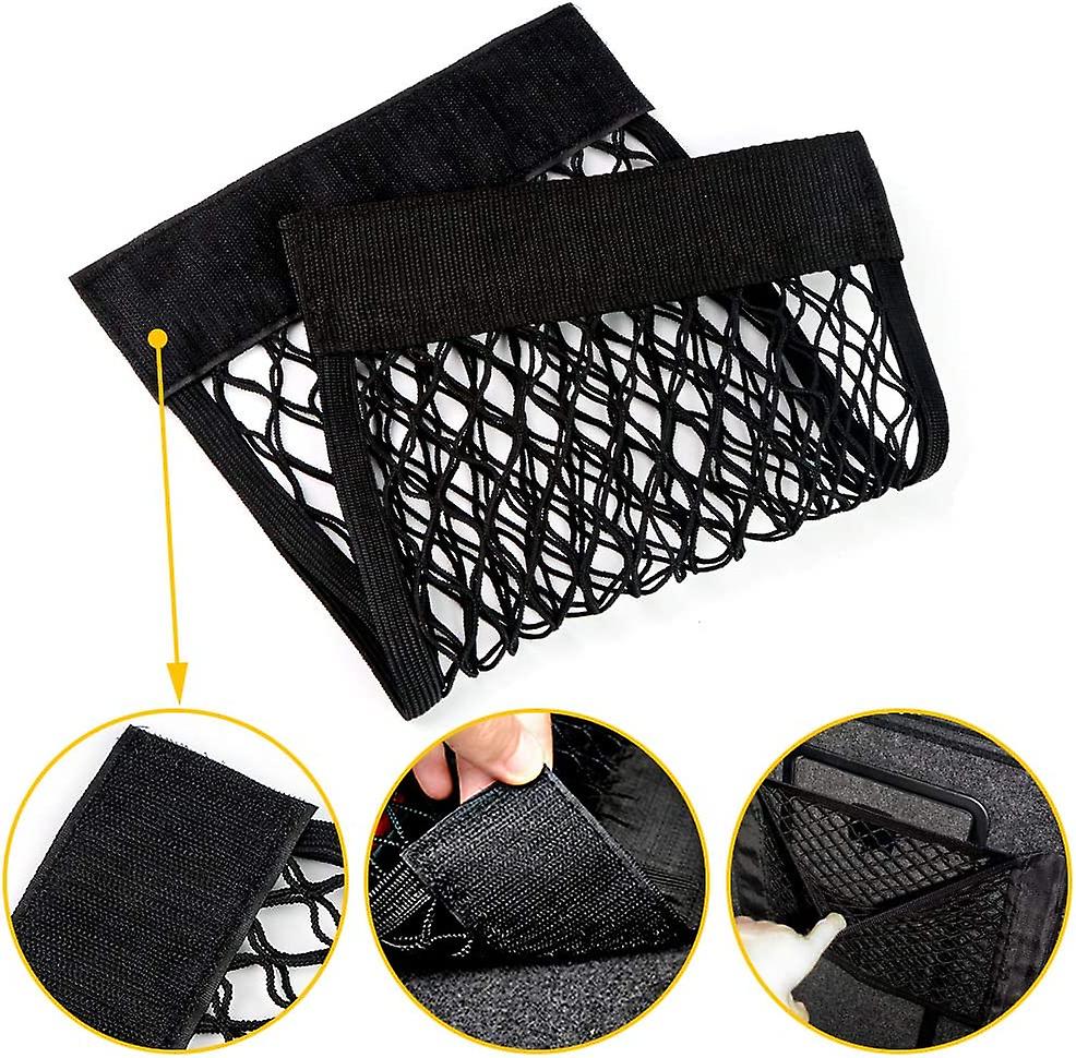 Storage Net， 2 Pcs Car Storage Mesh Bag Organiser For Bottles Groceries Back Seat Car Truck Trunk