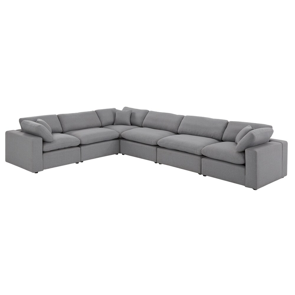 Anka Grey Linen Down Filled Cushioned 6 Seat Sectional Sofa by iNSPIRE Q Modern