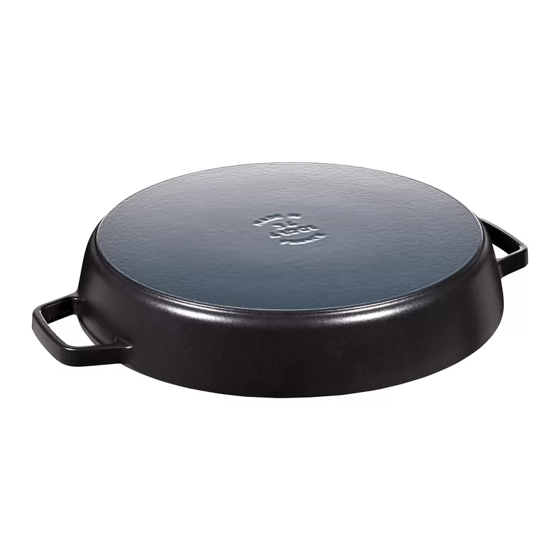 Staub 1313425 Cast Iron 13-inch Double Handle Fry Pan - Matte Black， Made in France