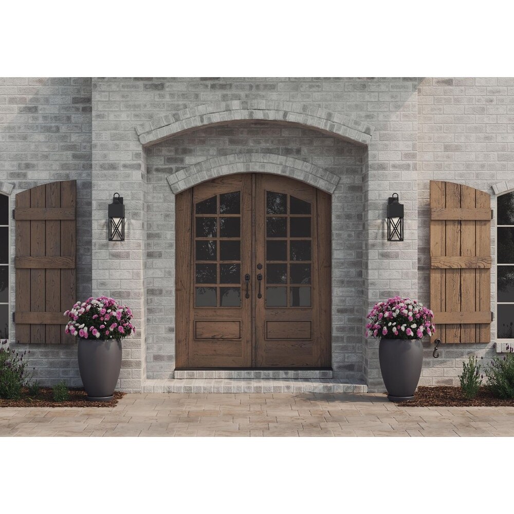 Birkdale Collection One Light Textured Black Outdoor Wall Lantern   7 in x 9.5 in x 23.25 in