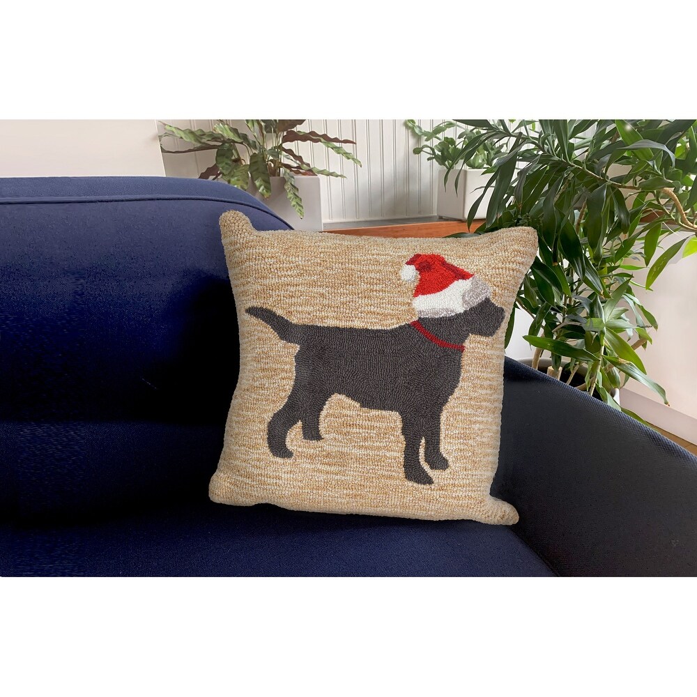 Liora Manne Frontporch Christmas Dog Indoor/Outdoor Pillow Neutral 18\