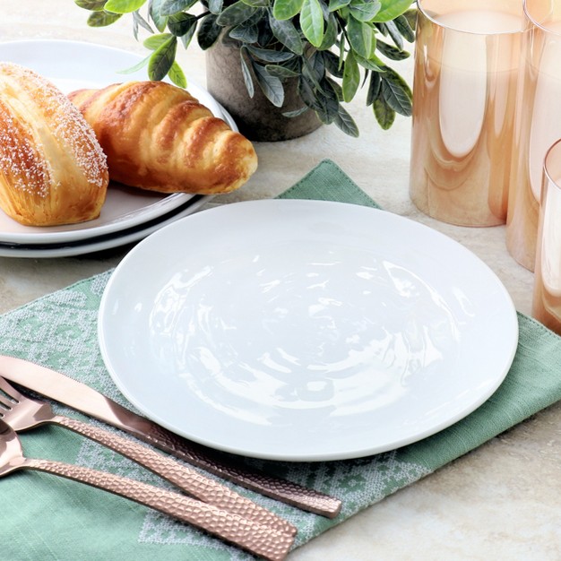 Gibson Our Table Simply White 6 Piece 8 75 Inch Organic Round Porcelain Salad Plate Set In White