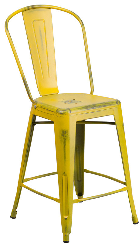 Metal Counter Stool  Set of 4   Farmhouse   Outdoor Bar Stools And Counter Stools   by MIKGA  Houzz