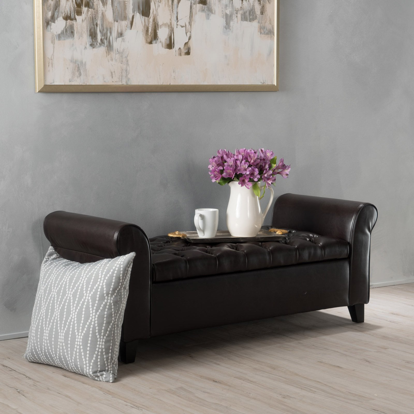 Ultima Leather Armed Indoor Storage Bench