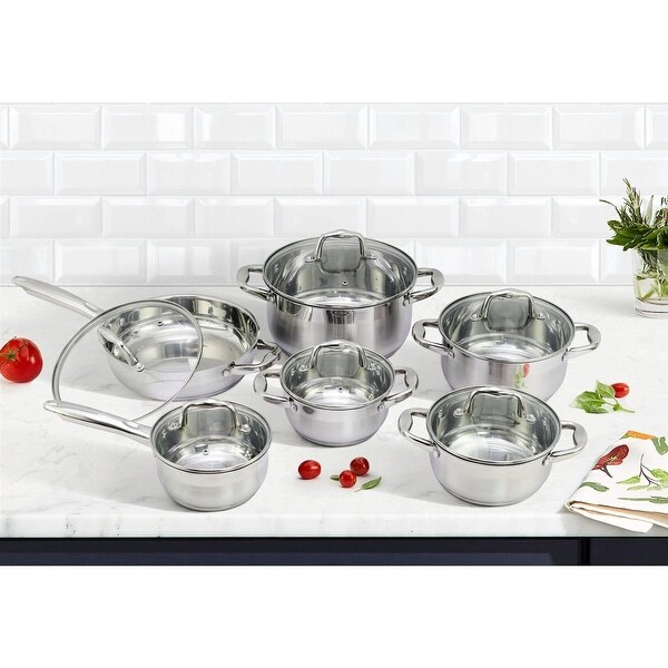 12 Piece Durable Stainless Steel Cookware Set - 12 Piece