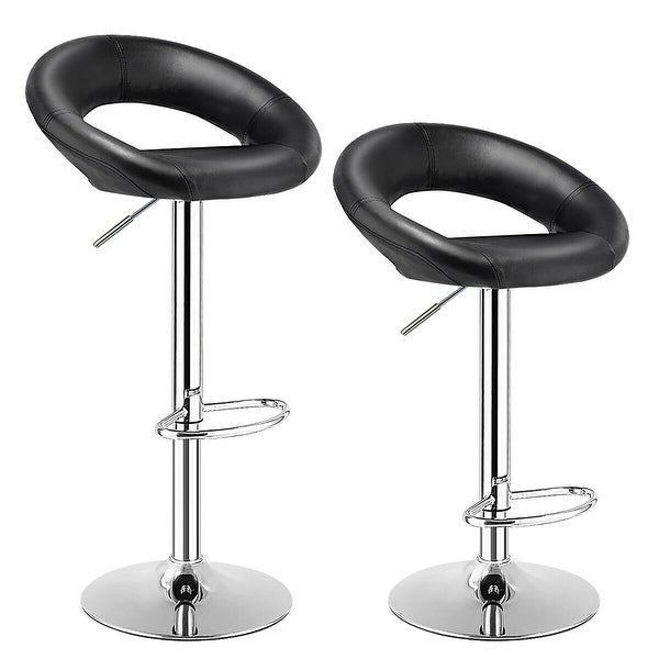 Set of 2 Swivel Bar Stools Adjustable Barstools PU Leather Pub Chairs