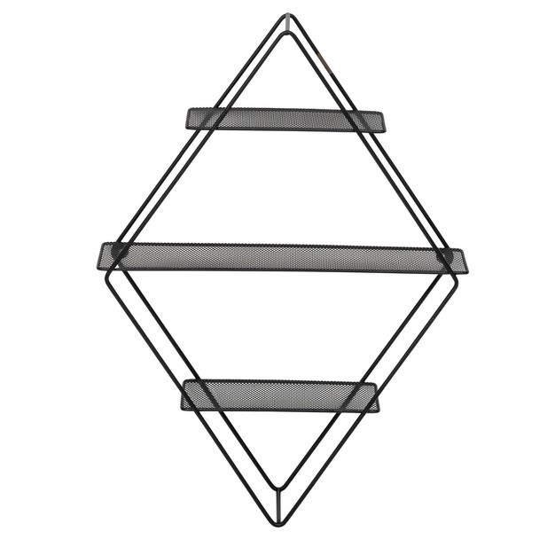 Honey can do Rhombus Metal Wall Shelf Black