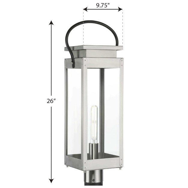 Progress Lighting Union Square 1 light Outdoor Post Lantern Stainless Steel Clear Glass Shade