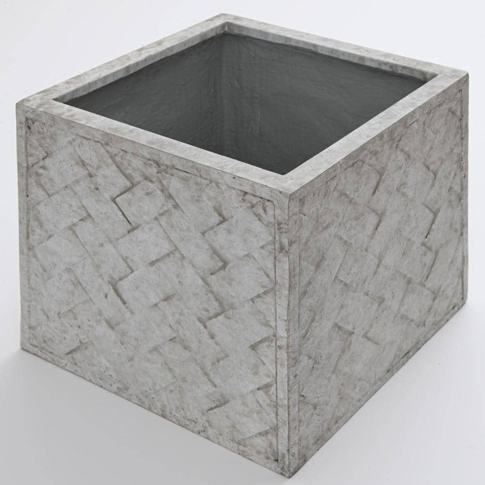 Grandmother's Basket 15.75 in. Square Marble Washed Glass-Fiber Reinforced Concrete Planter MS26