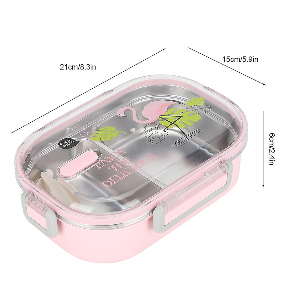 Portable 304 Stainless Steel 650ml Bento Box Leakproof Food Container For Students Kidspink