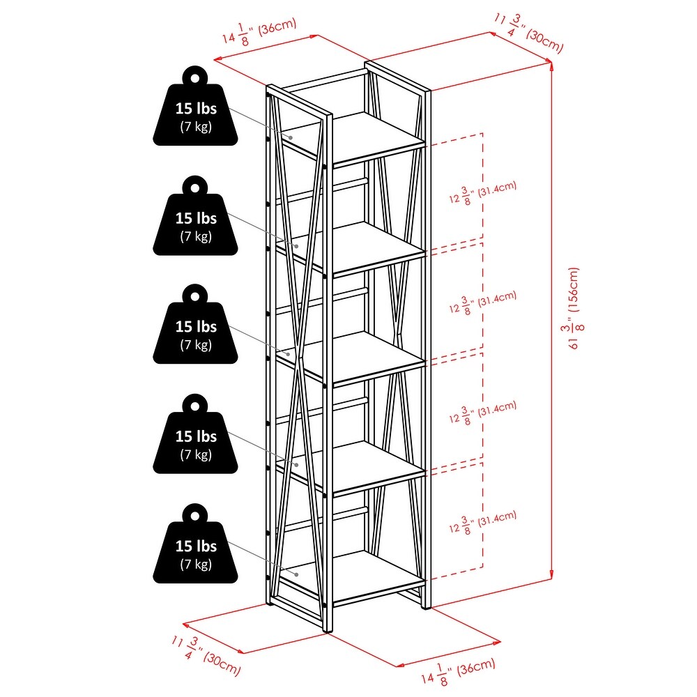 Isa 3/4/5 Tier Shelf  Graphite and Walnut