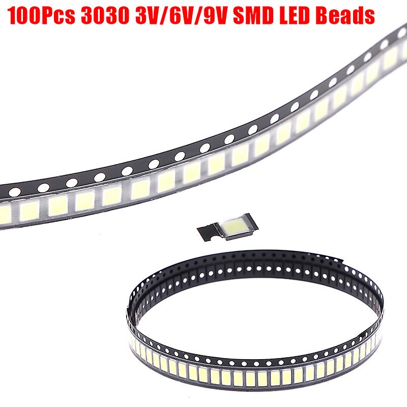 100pcs 3030 Smd Led Beads 1w 3v/6v/9v Cold White Light For Tv Led Diodes