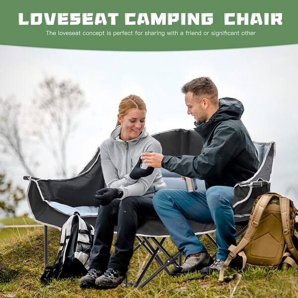 DoCred Double Seats Oversized Camping Chair with Cup Holder