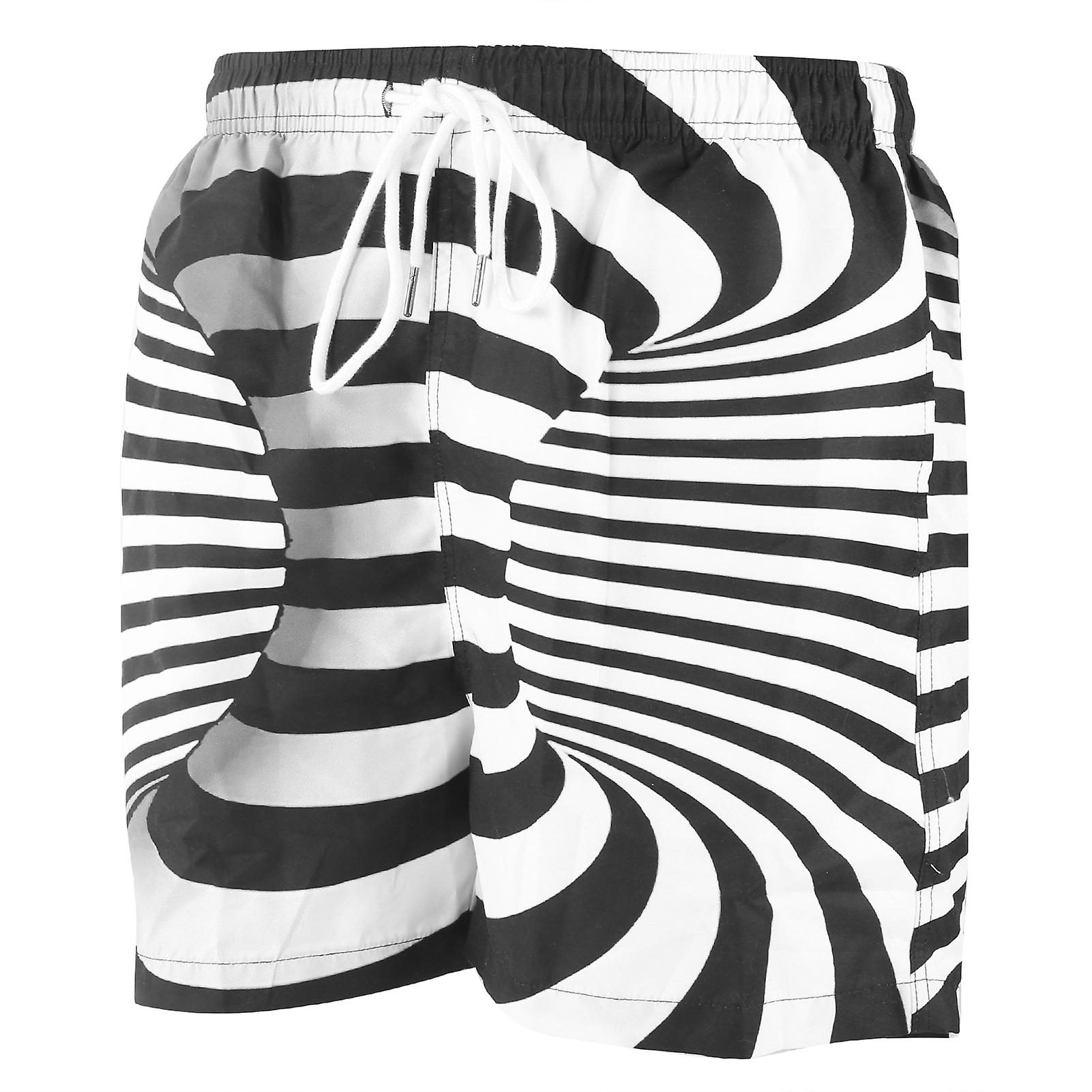 Summer Breathable Beach Shorts Student Black White Stripe Fashionable Casual Shortspicture Color Xl