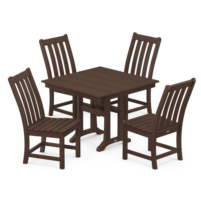 Polywood Vineyard 5-Piece Farmhouse Trestle Side Chair Dining Set PWS642-1