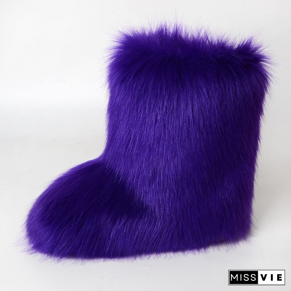 Fashion Casual Fur Boots Plus Velvet Ski Boots