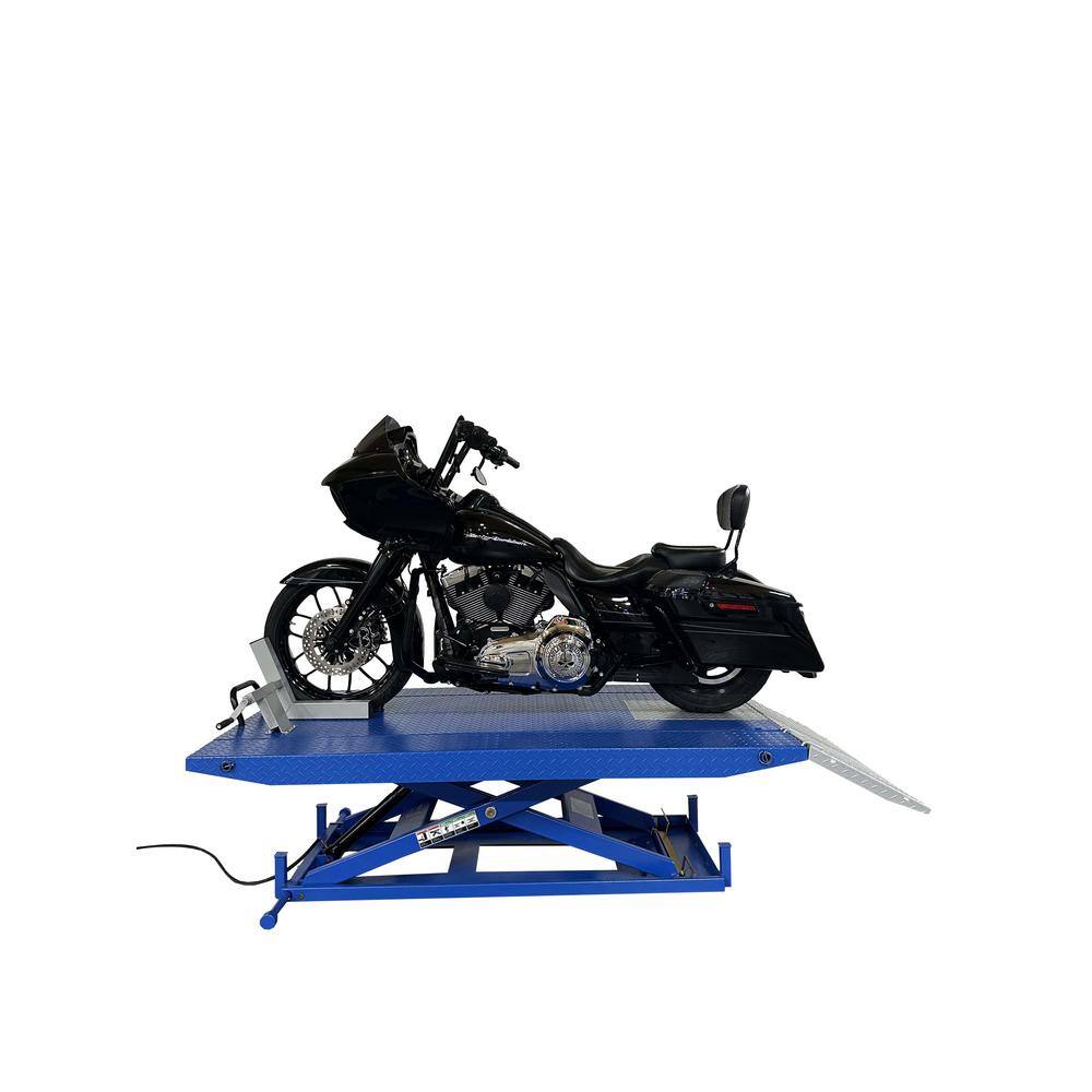 TUXEDO High Rise Motorcycle Lift Bench with Vise Sides Balance Bar Pump 1500 lbs. M-1500C-HR