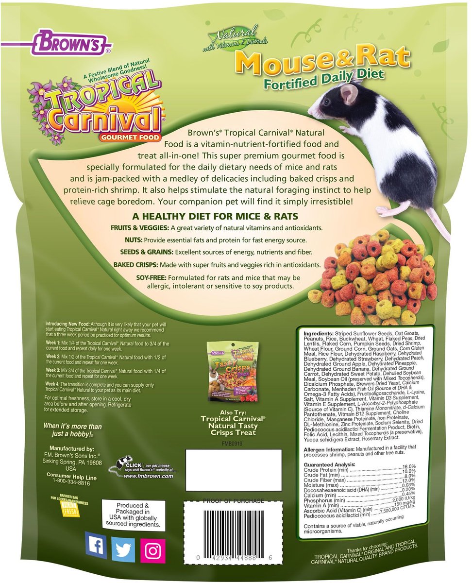 Brown's Tropical Carnival Fortified Daily Diet Natural Mouse and Rat Food