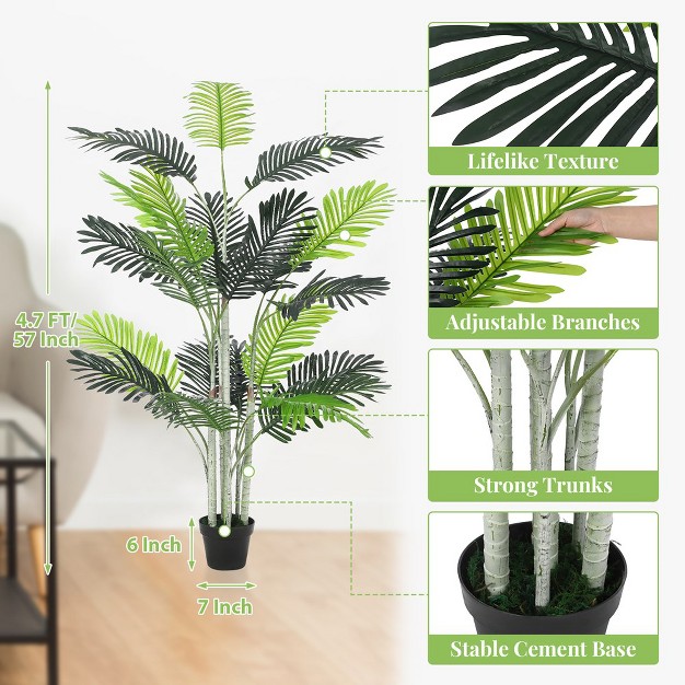 Artificial Palm Tree， 4.7 Feet Fake Tropical Paradise Palm Plant