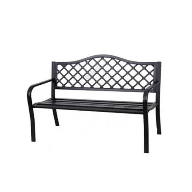 Four Seasons Courtyard Outdoor Park Bench Backyard Garden Front Porch Or Walking Path Furniture Seating With Powder Coated Steel Frame Black