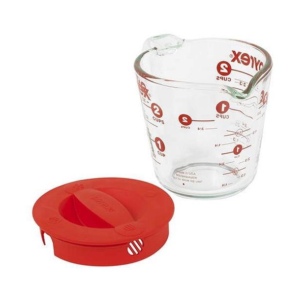 Pyrex Prepware 2 cup Measuring Cup Red Plastic Cover Clear