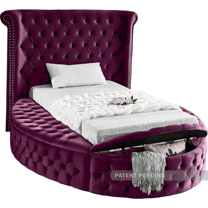 Meridian Furniture Luxus Purple Velvet Twin Bed